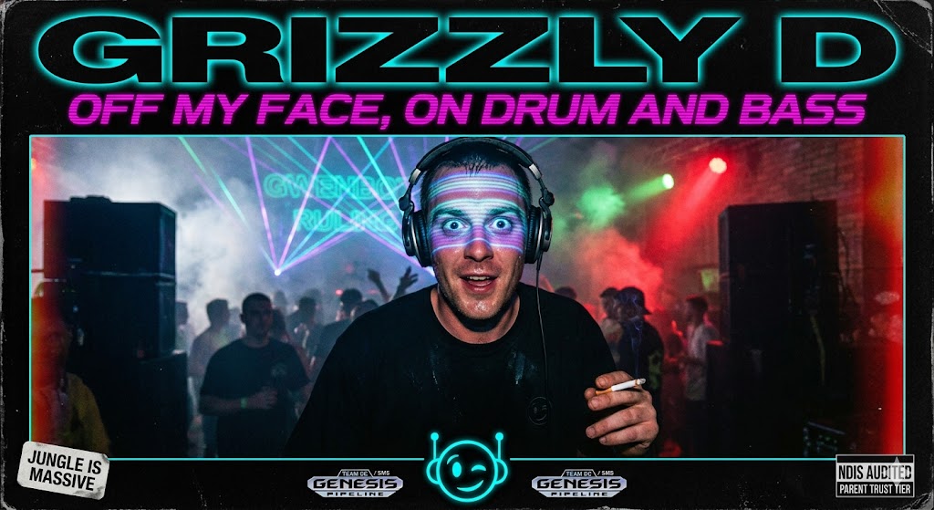GRIZZLY D — OFF MY FACE, ON DRUM AND BASS album cover