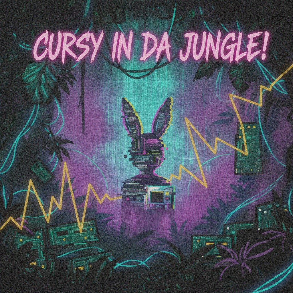 CURSY IN DA JUNGLE! EP cover — cyber-jungle glitch rabbit